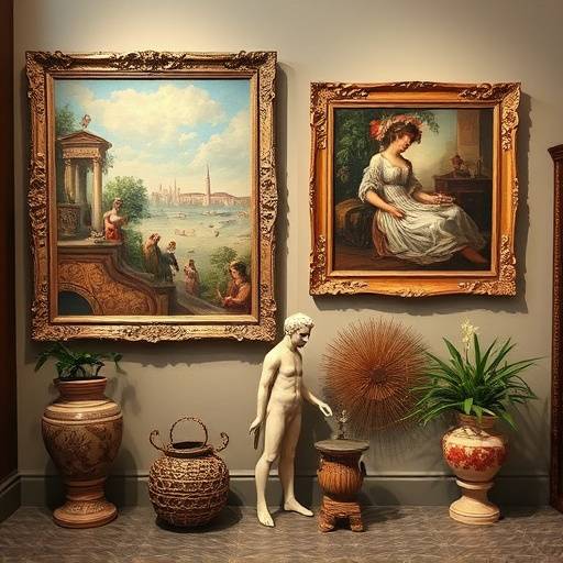 Particolare di una parete decorata con quadri che rappresentano scene di vita fiorentina del passato