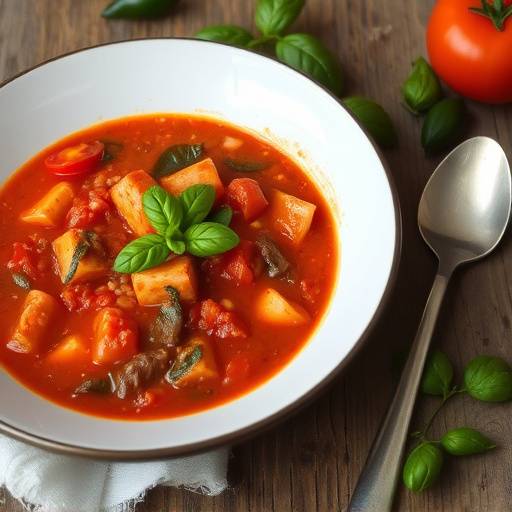Un piatto di pappa al pomodoro, una zuppa di pane e pomodoro tipica della Toscana