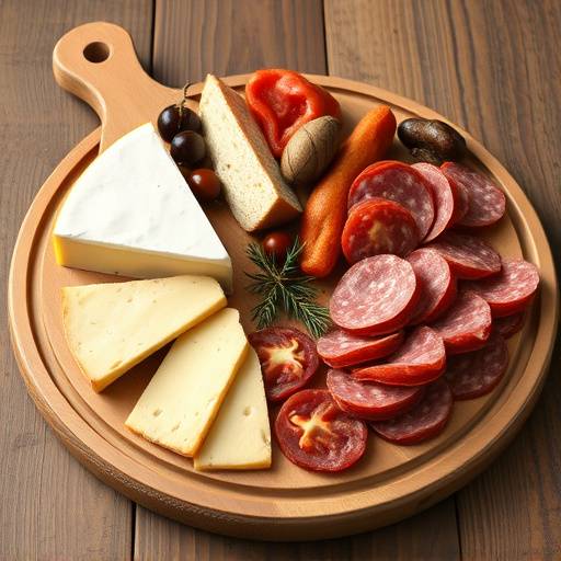 Una selezione di formaggi e salumi toscani presentati su un tagliere di legno